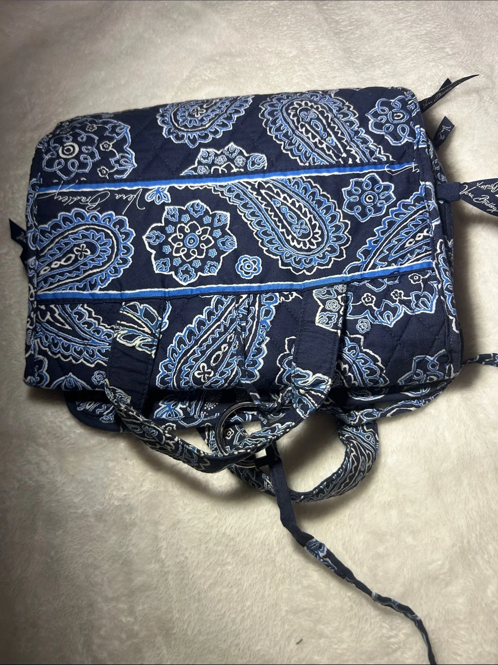 Vera Bradley Navy and Light Blue Paisley Quilted Tote